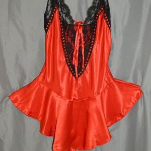 Vintage TOSCA of California Sexy Red Satin Teddie